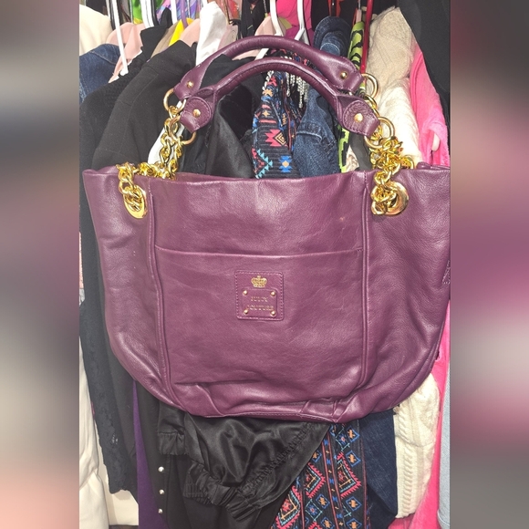 🍂🍁Y2K VNTG JUICY COUTURE LEATHER TOTE BAG - Picture 2 of 8